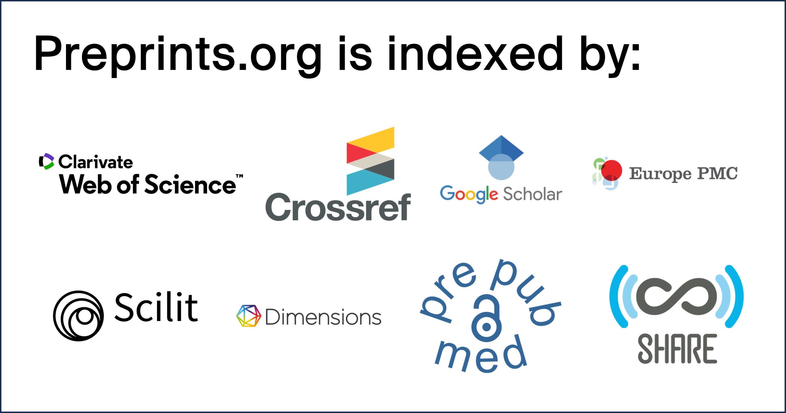 Preprints.org is indexed by Web of Science Preprint Citation Index, Europe PMC, and Crossref